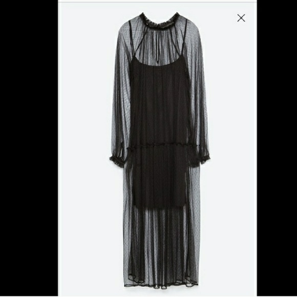 SOLD - NWT Zara Black Lace Maxi Dress - Picture 3 of 3